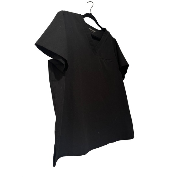 Mandala Scrub Top Women XL Black Nurse V-Neck Short Sleeve Pocket - Picture 2 of 7